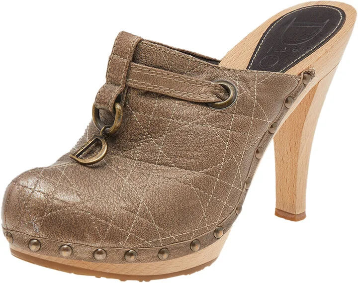 Dior Brown Leather Clog Mules Size 39