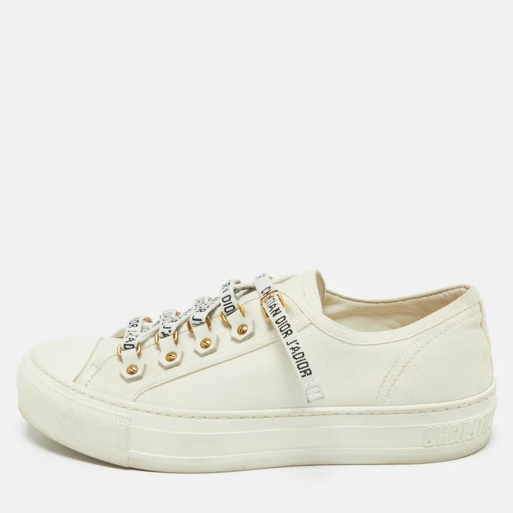 Dior Cream Canvas Walk'n'Dior Slip On Sneakers Size 37