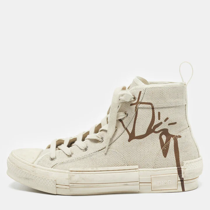 Dior Cream Mesh And Rubber B23 High Top Sneakers Size 41
