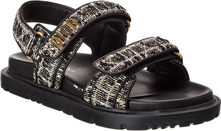 Dior Dioract Tweed & Leather Sandal