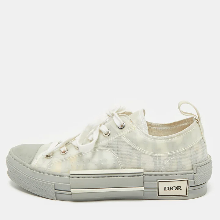 Dior Grey Oblique Mesh and Rubber B23 Sneakers Size 37