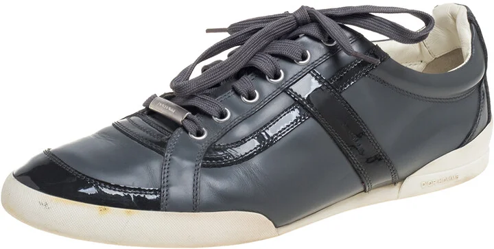 Dior Grey Patent Leather and Leather Low Top Sneaker Size 41