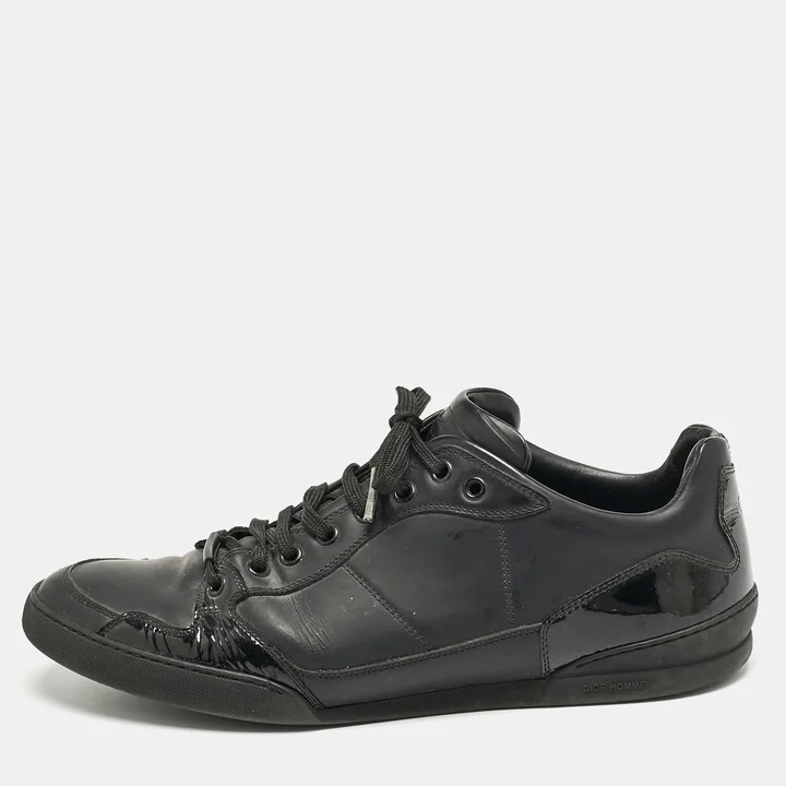 Dior Homme Black Leather and Patent Lace Up Sneakers Size 42