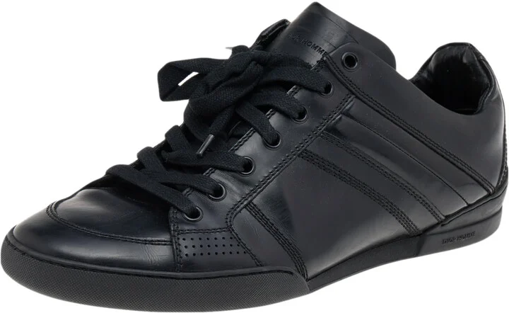 Dior Homme Black Patent and Leather Low Top Sneakers Size 39.5