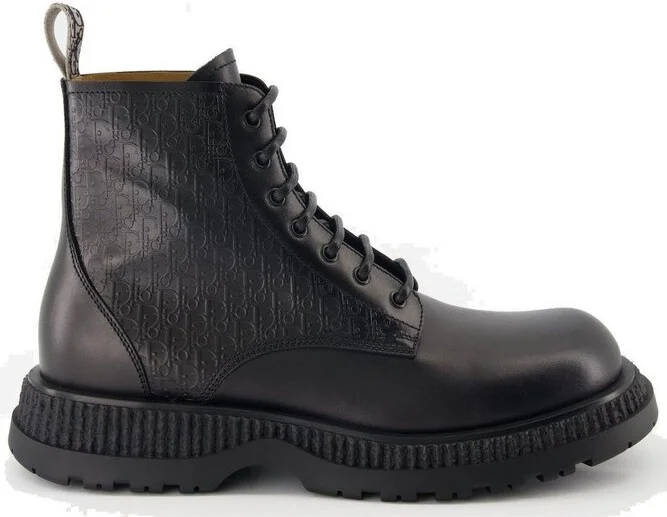 Dior Homme Oblique Printed Round-Toe Boots