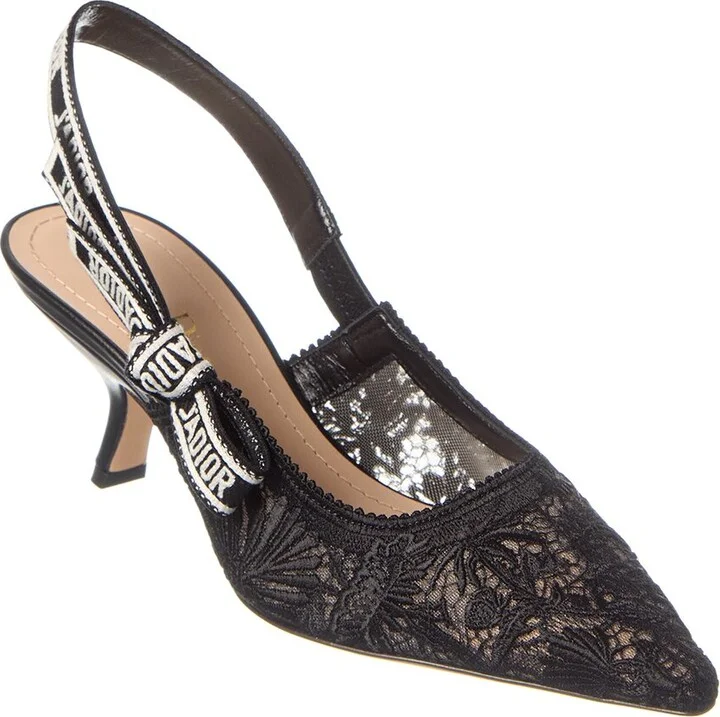 Dior J'adior Lace & Leather Slingback Pump