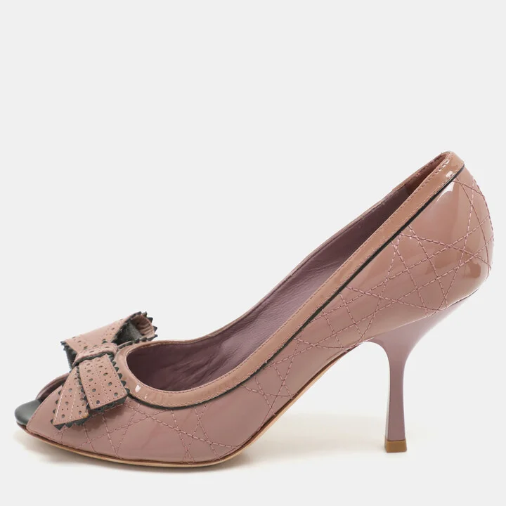 Dior Light Mauve Patent Leather Peep Toe Pumps Size 36.5