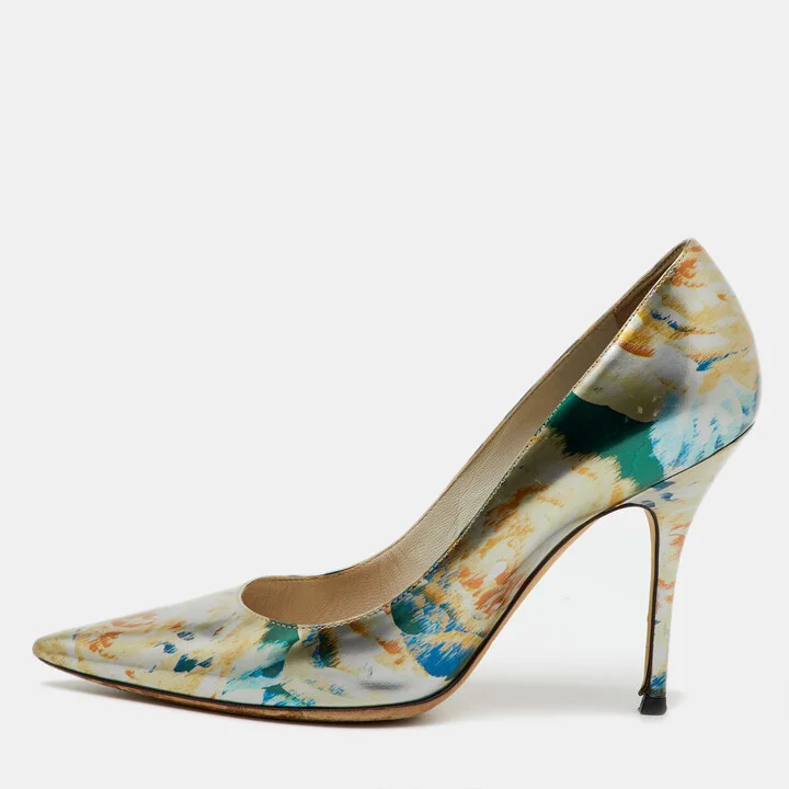 Dior Multicolor Floral Printed Leather Cherie Pointed Toe Pumps Size 39