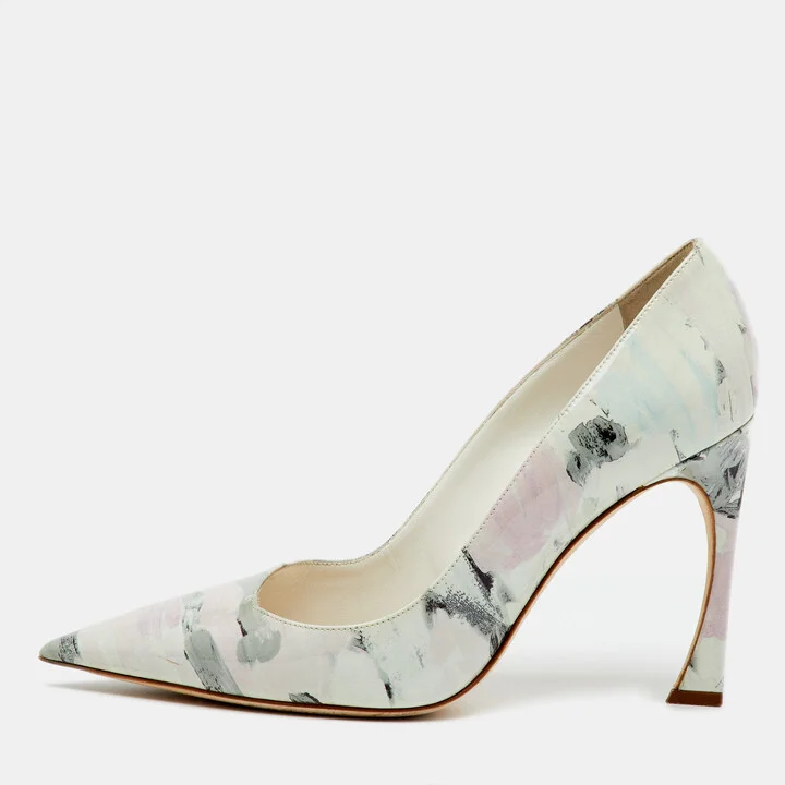 Dior Multicolor Printed Patent Leather Pointed Toe Pumps Size 39.5