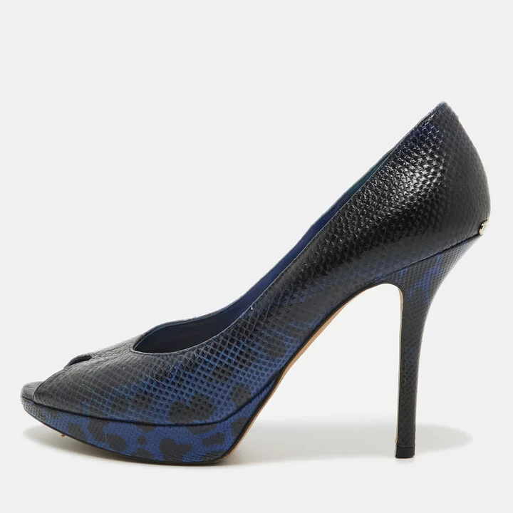 Dior Navy Blue/Black Sneak Embossed Miss Dior Pumps Size 39.5