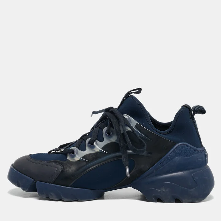 Dior Navy Blue Neoprene and Rubber D-Connect Sneakers Size 37.5