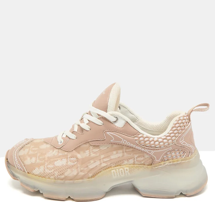 Dior Old Rose/White Oblique Leather and Rubber Vibe Sneakers Size 41