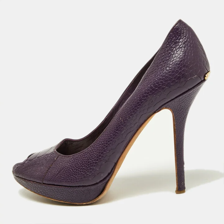 Dior Purple Embossed Python Miss Dior Pumps Size 37.5