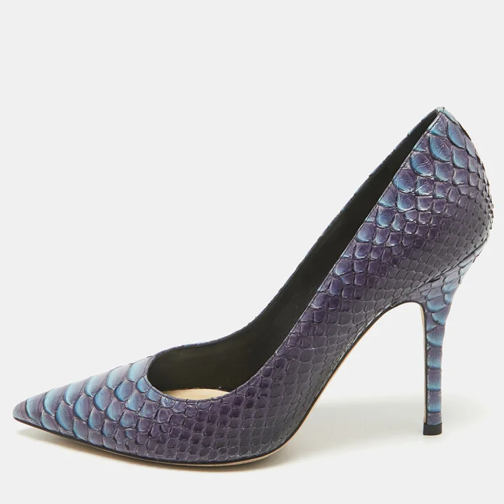 Dior Two Tone Python Leather Cherie Pumps Size 37