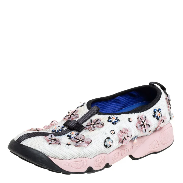 Dior White/Black Mesh Fusion Sneakers Size 36.5