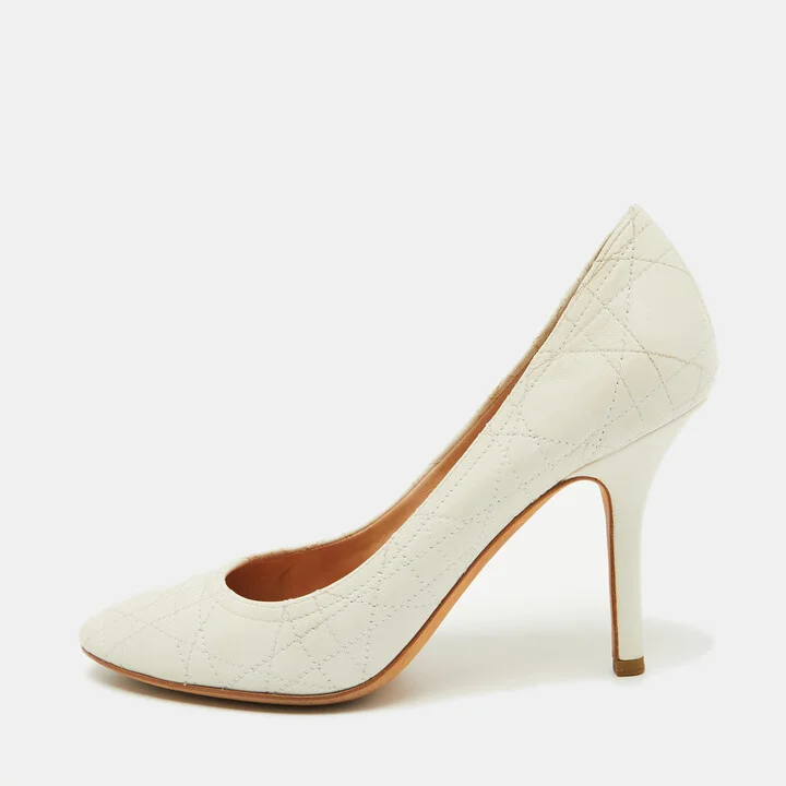 Dior White Cannage Leather Pumps Size 37