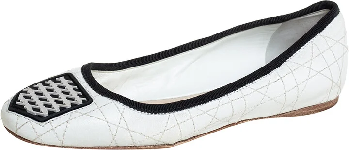 Dior White Leather Ballerina Flats Size 36.5