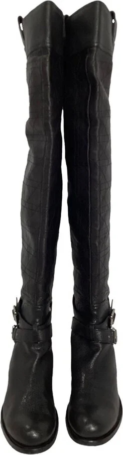 Dior Women's Leather Cannage Quilted Tall Biker Boot (Authentic Pre-Loved) - Image 2