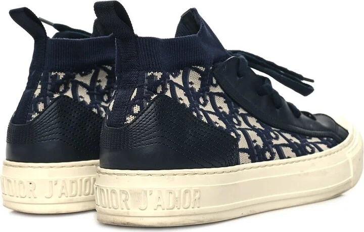 Dior Women's Oblique Perfo Leather Technical Knit Calfskin Oblique Walk'n'dior Mid Top Sneaker 39.5 Deep Blue (Authentic Pre-Lov - Image 2