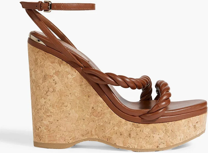 Diosa 130 twisted leather wedge sandals