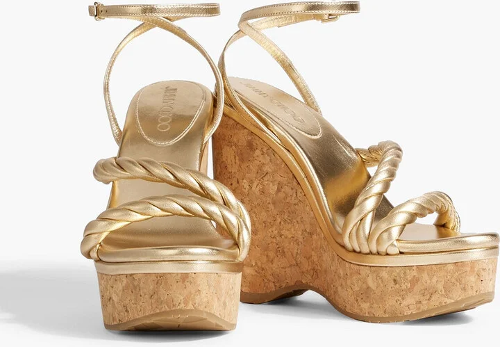 Diosa 130 twisted metallic leather wedge sandals - Image 2