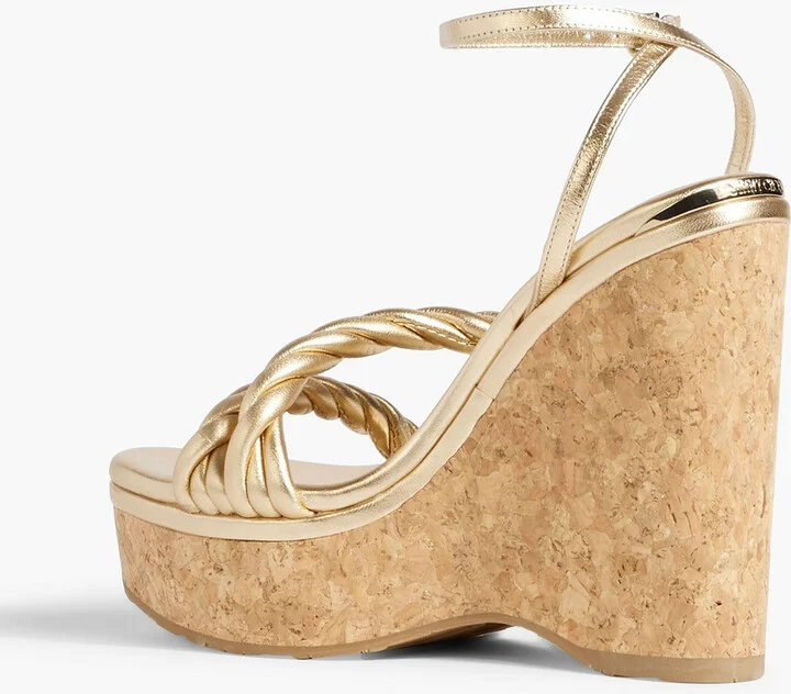 Diosa 130 twisted metallic leather wedge sandals - Image 3
