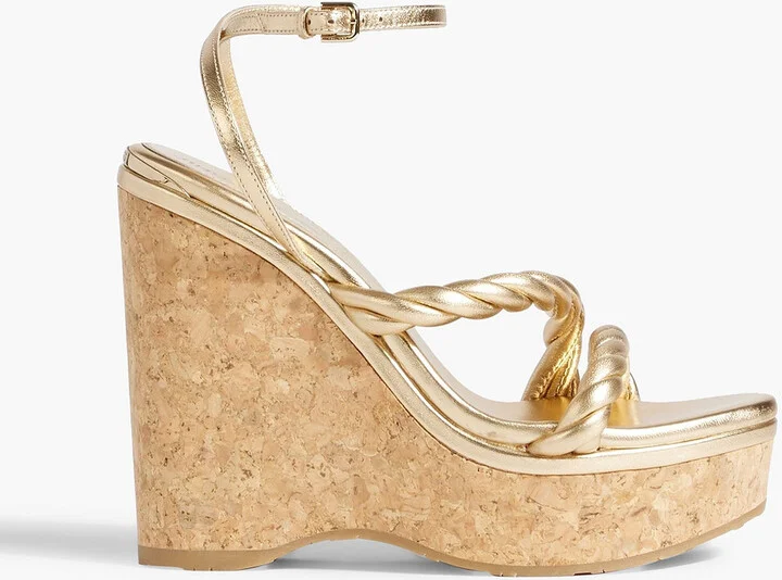 Diosa 130 twisted metallic leather wedge sandals