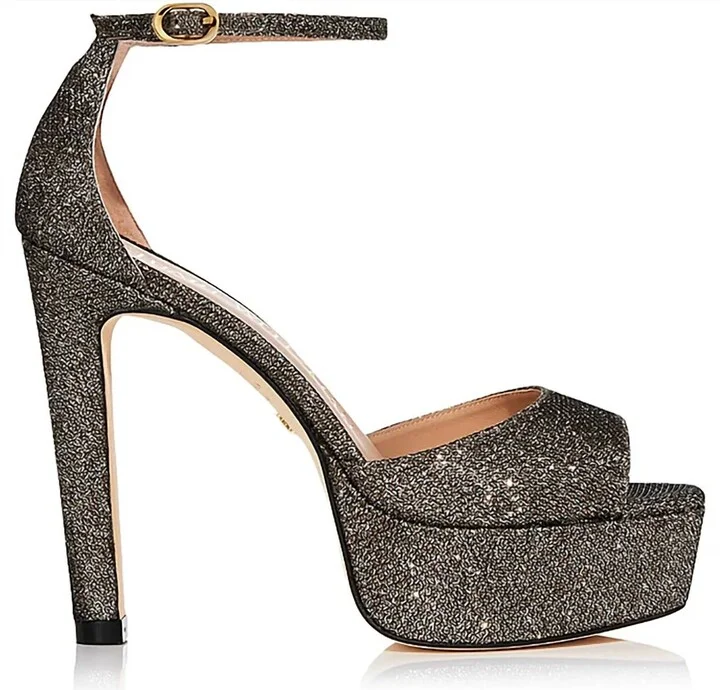 Disco Ankle Strap Platform Sandals In New Pyrite