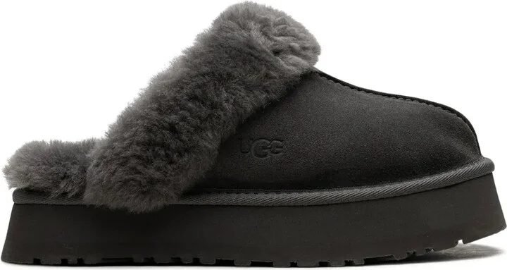 Disquette shearling platform slippers