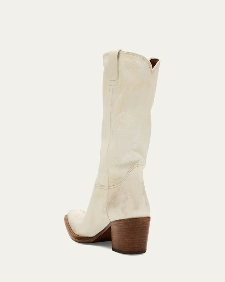 Distressed Calfskin Short Cowboy Boots - Image 2