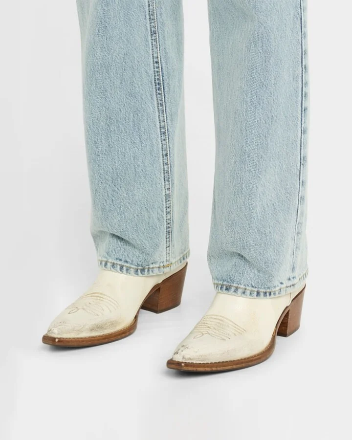 Distressed Calfskin Short Cowboy Boots - Image 4