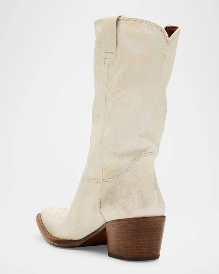 Distressed Calfskin Short Cowboy Boots - Image 5