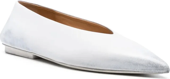 Distressed-Effect Leather Ballerina Shoes - Image 2
