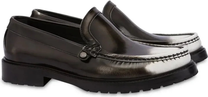 Distressed-Effect Leather Loafers - Image 2
