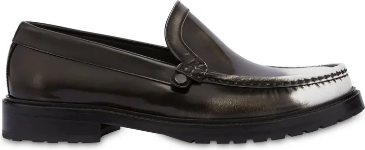 Distressed-Effect Leather Loafers