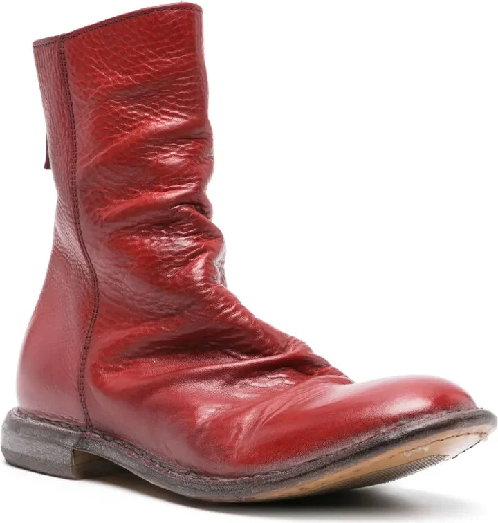 Distressed Leather Ankle Boots - Image 2