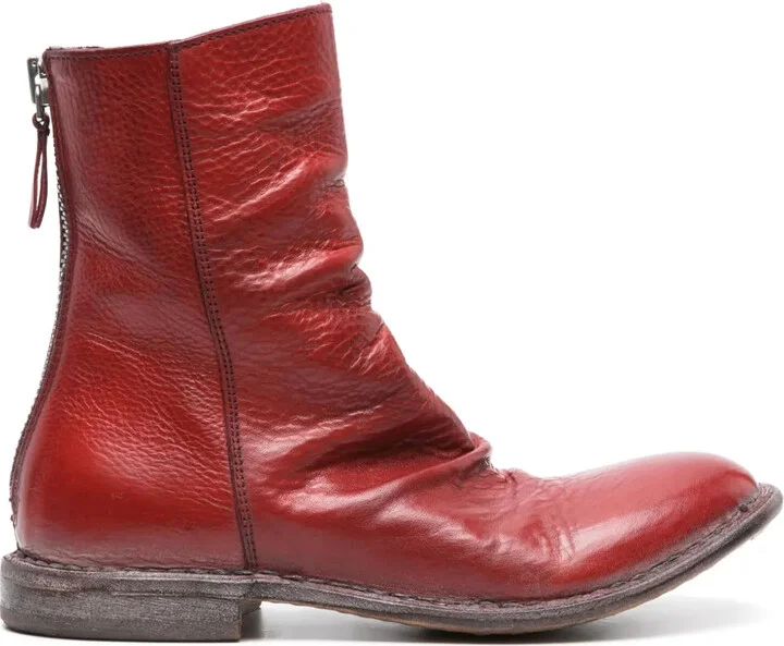 Distressed Leather Ankle Boots
