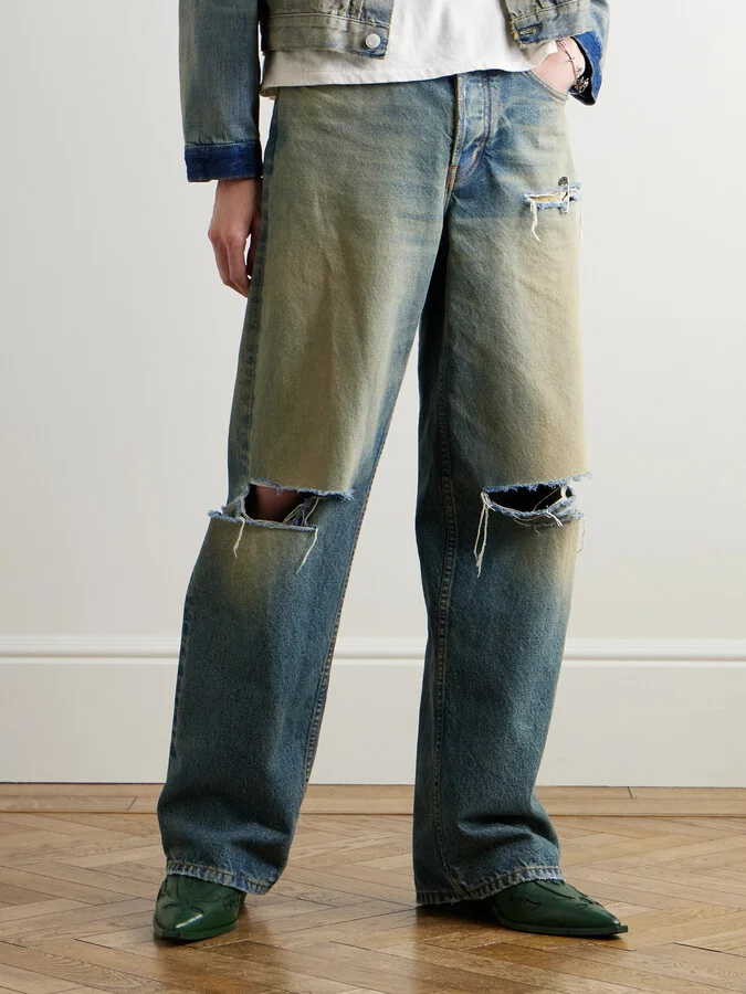 Distressed Leather Cowboy Boots - Image 2