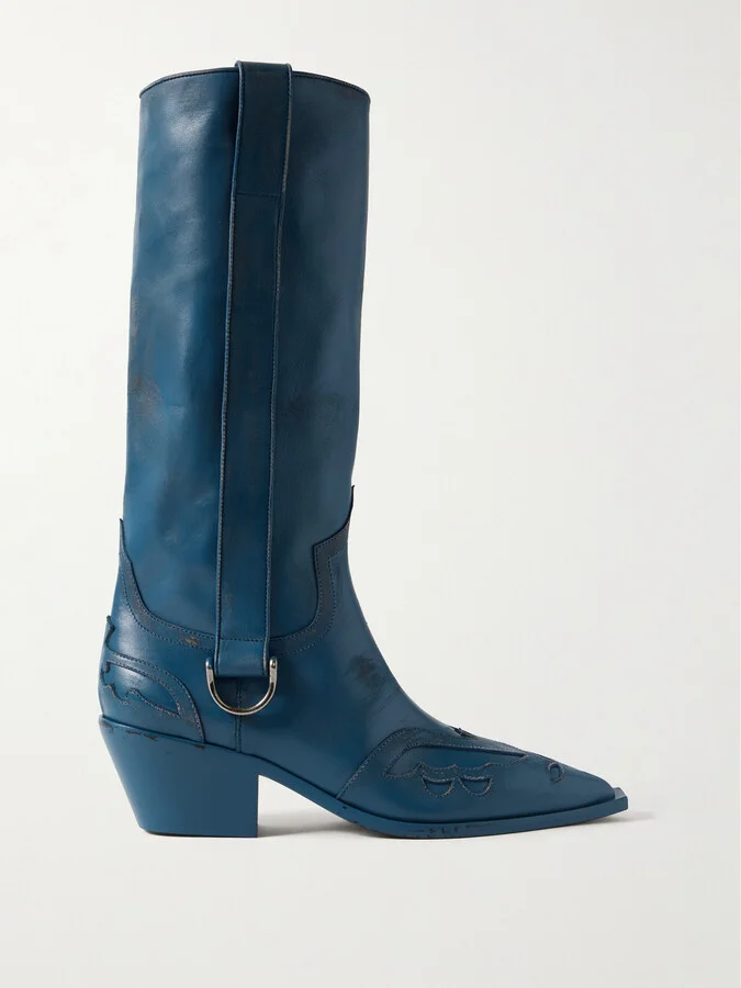 Distressed Leather Cowboy Boots