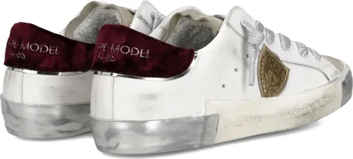 Distressed Leather Low-Top Sneakers - Image 3