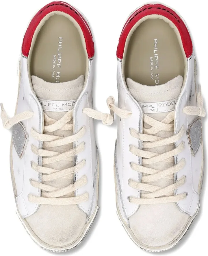 Distressed Leather Low-Top Sneakers - Image 4