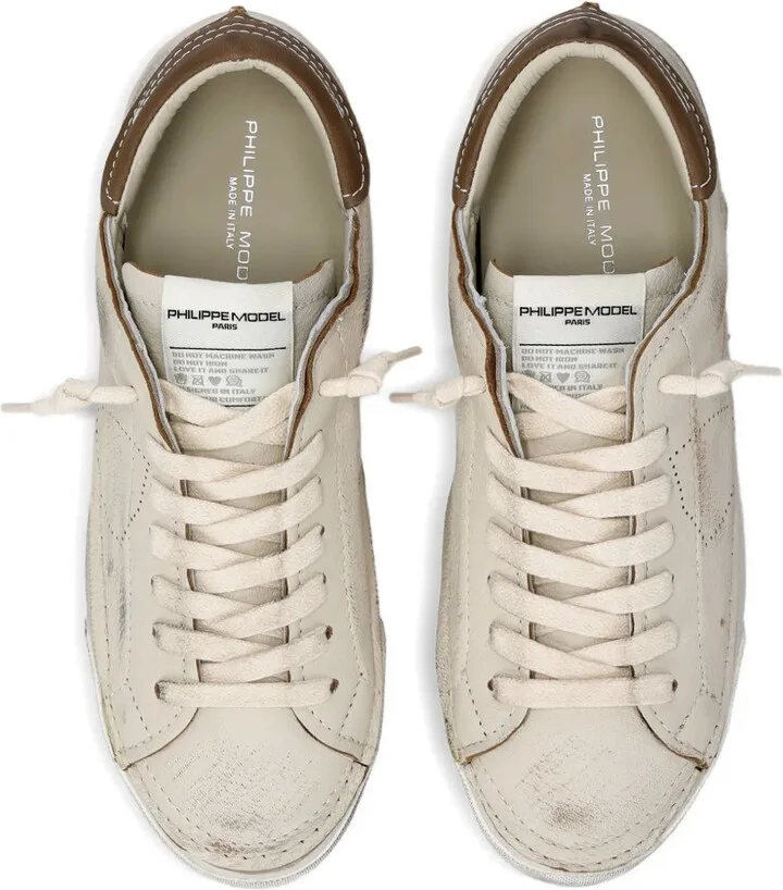 Distressed Leather Low-Top Sneakers - Image 4