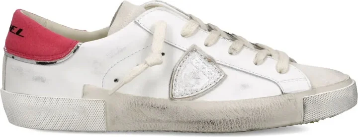 Distressed Leather Low-Top Sneakers