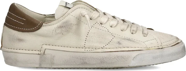 Distressed Leather Low-Top Sneakers