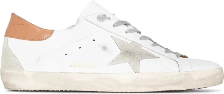 Distressed White Leather Sneakers With Signature Star Patch