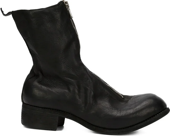 Distressed Zip-Up Boots