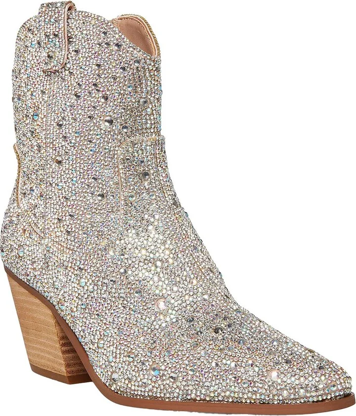 Diva Womens Glass Stones Zipper Cowboy, Western Boots