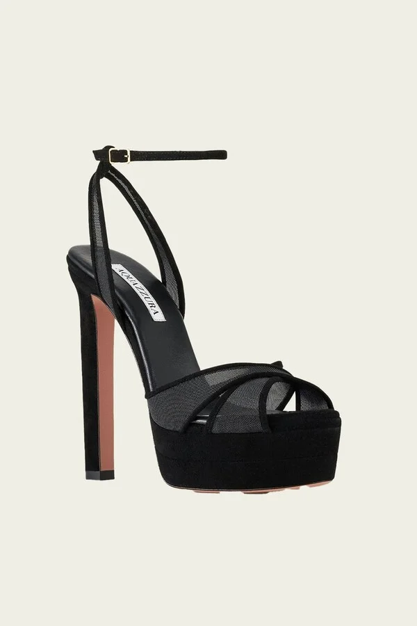 Divine Mesh Sandal Plateau 130 in Black - Image 2