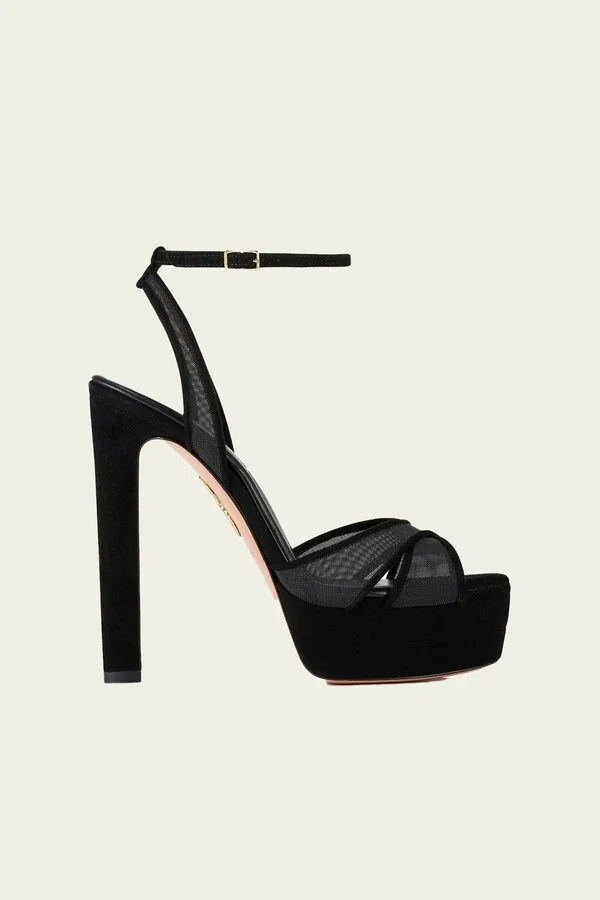 Divine Mesh Sandal Plateau 130 in Black