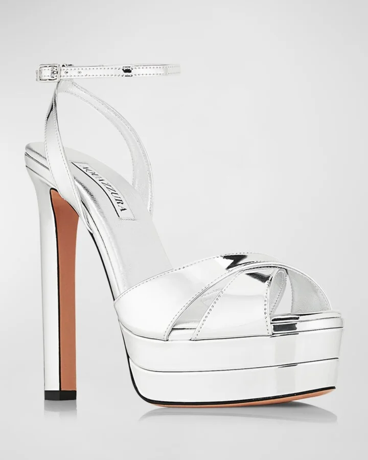 Divine Metallic Crisscross Platform Sandals - Image 6